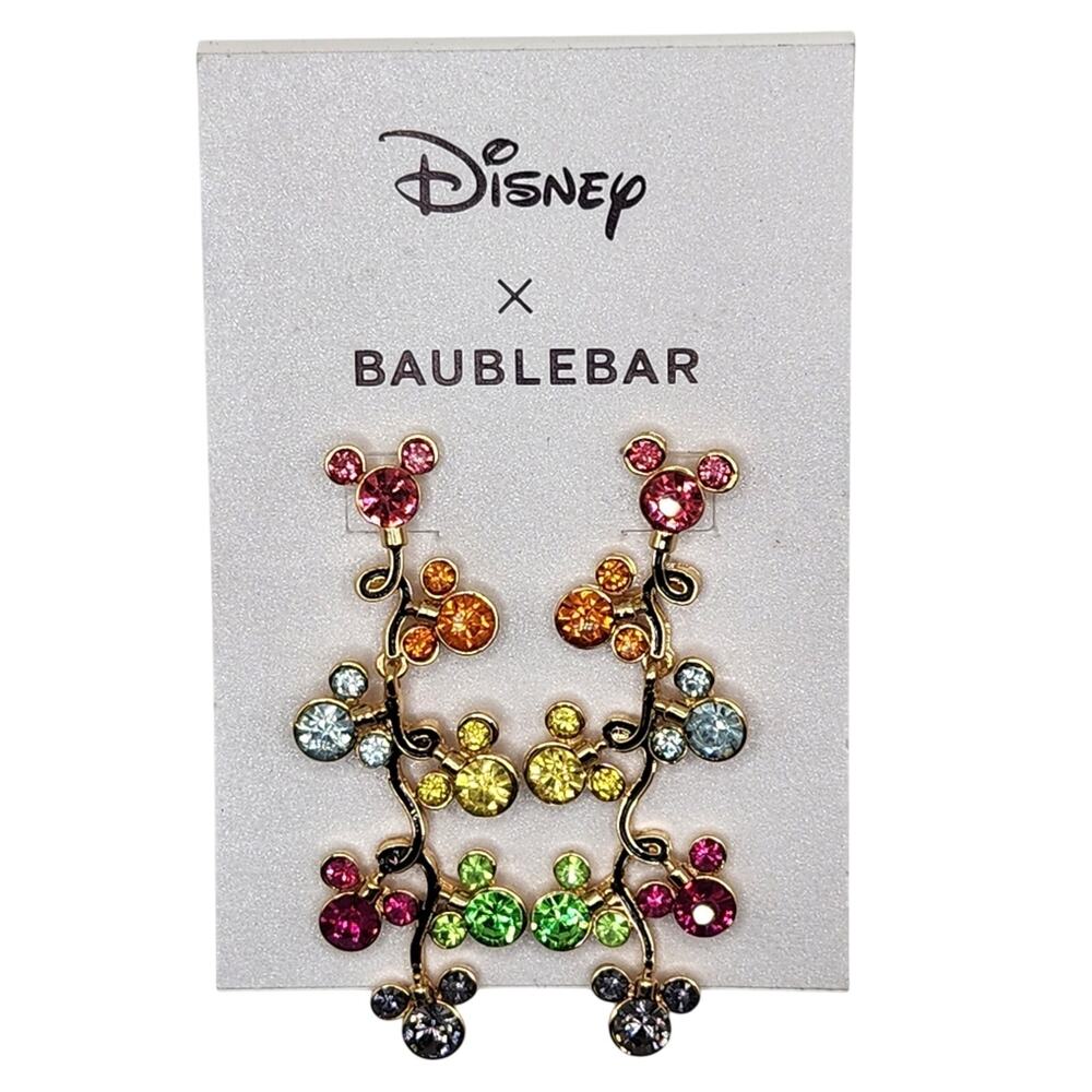 NWOT Disney x Baublebar Rainbow Mickey Lights Earrings